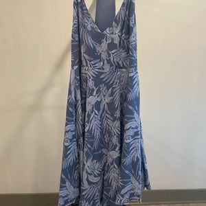 Blue dress w Palm Detail - never worn